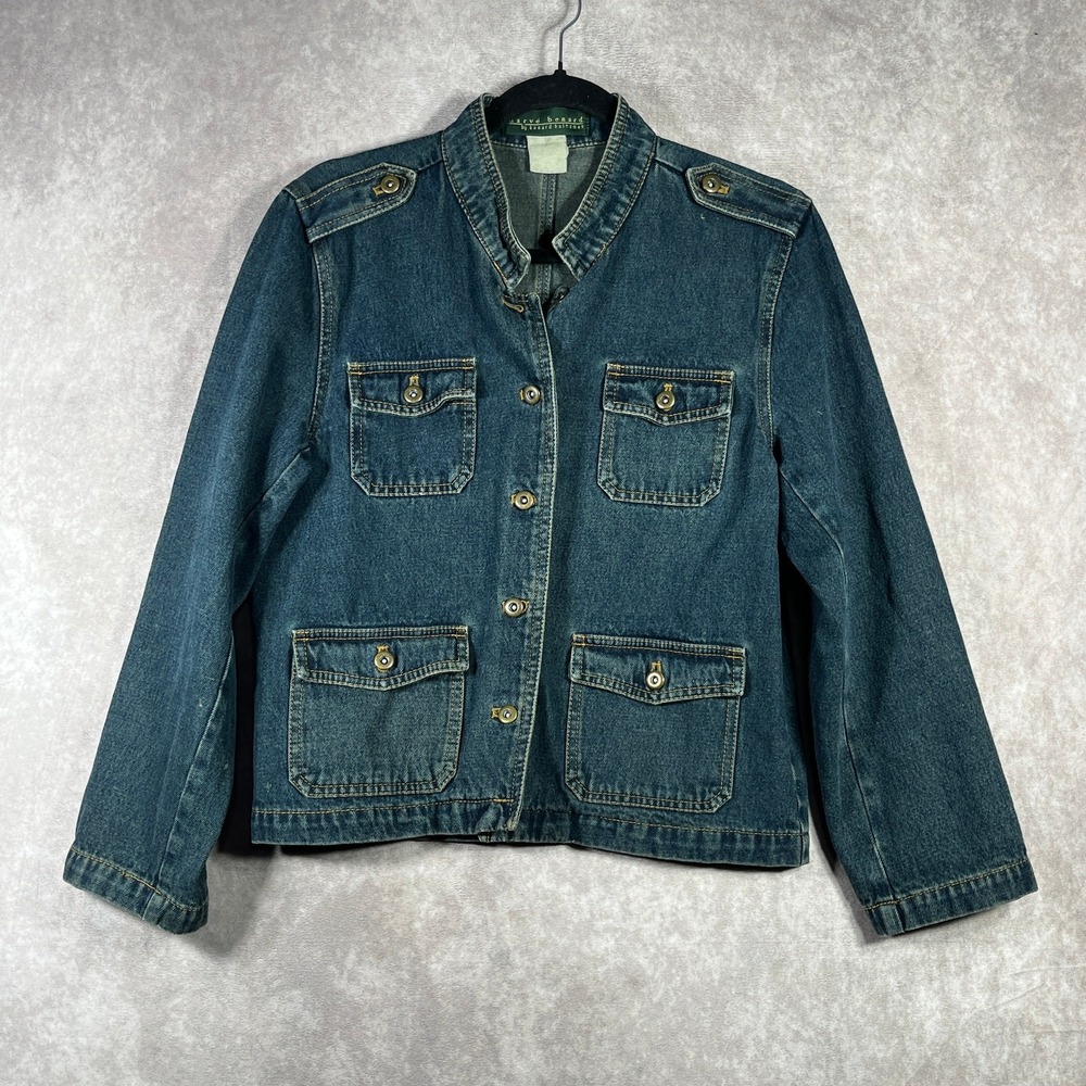 Vintage Harve Benard by Benard Holtzman Jean Jacket Womens M Blue Denim Military
